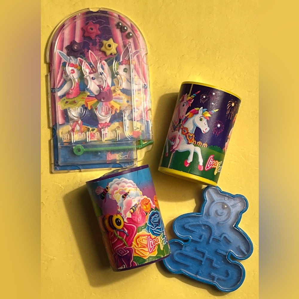 Vintage 90s Lisa Frank Party Favors Mini Pinball Kaleidoscope X2 & Maze